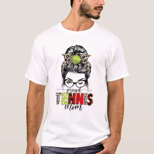 テニス誇りを持ったママ生命レオパード雑多なバンモス Tシャツ (正面)