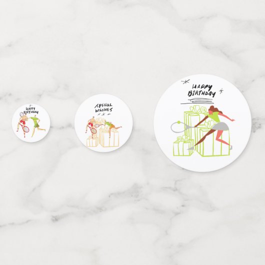 テニス誕生日がテニス選手を応援 コンフェッティ (正面)