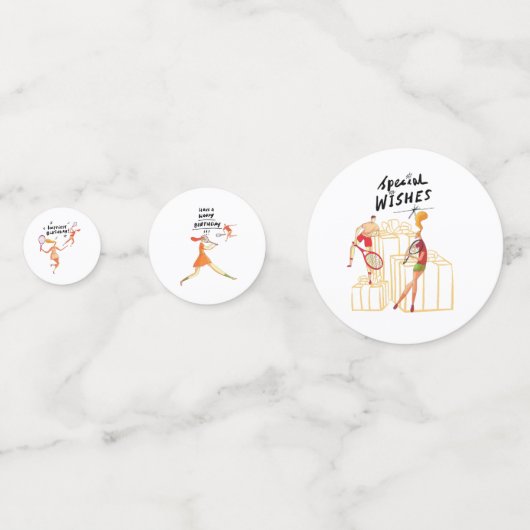 テニス誕生日がテニス選手を応援 コンフェッティ (裏面)