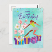 テニス誕生日とテニスプレーヤーの水のカラーカード ポストカード (正面/裏面)