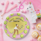 テニス誕生日とテニス選手のピンク ペーパープレート (パーティー)