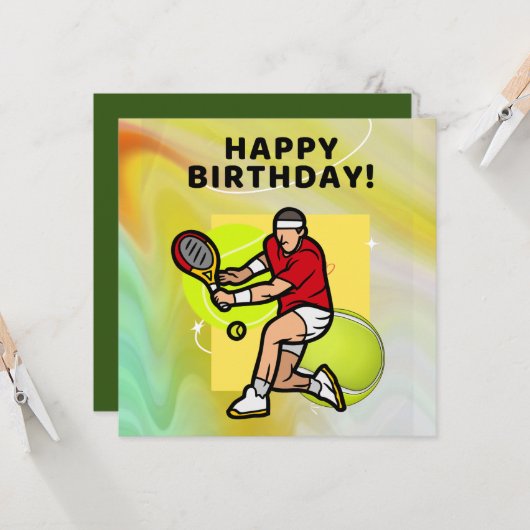 テニス誕生日とテニス選手のボールカード カード (正面/裏面インサイチュ)