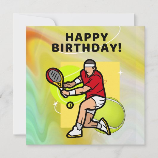 テニス誕生日とテニス選手のボールカード カード (正面)