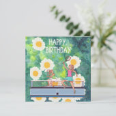 テニス誕生日とテニス選手の花 カード (スタンド正面)