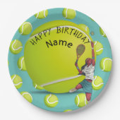 テニス誕生日とテニス選手 ペーパープレート (正面)