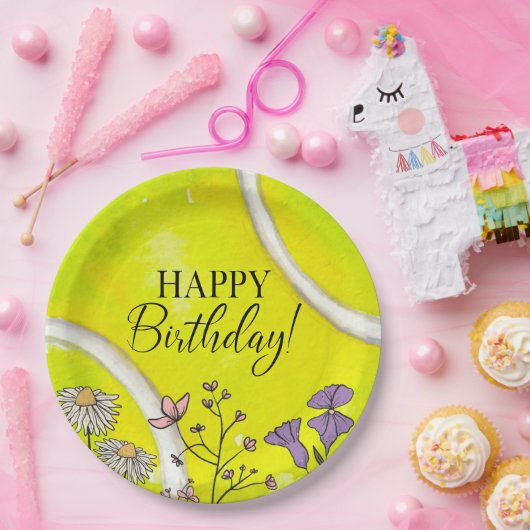 テニス誕生日の選手のためのテニスボール ペーパープレート (パーティー)