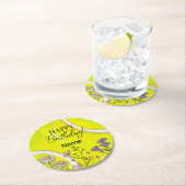 テニス誕生日の選手のためのテニスボール ラウンドペーパーコースター (インサイチュ)