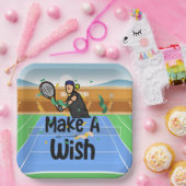 テニス誕生日の願い事 ペーパープレート (パーティー)