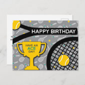 🎾 🖤テニス誕生日はがき ポストカード (正面/裏面)
