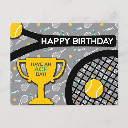 🎾 🖤テニス誕生日はがき ポストカード (正面)