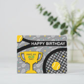 🎾 🖤テニス誕生日はがき ポストカード (スタンド正面)