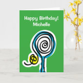 テニス誕生日やコーチ用スポーティカード カード (黄色い花)