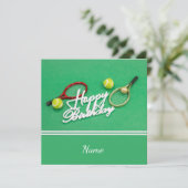 テニス誕生日カードとラケットとボールを緑に カード (スタンド正面)