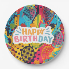 テニス誕生日テニスのラケット選手 ペーパープレート