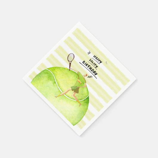 テニス誕生日テニスプレーヤー水彩用 スタンダードカクテルナプキン (角)