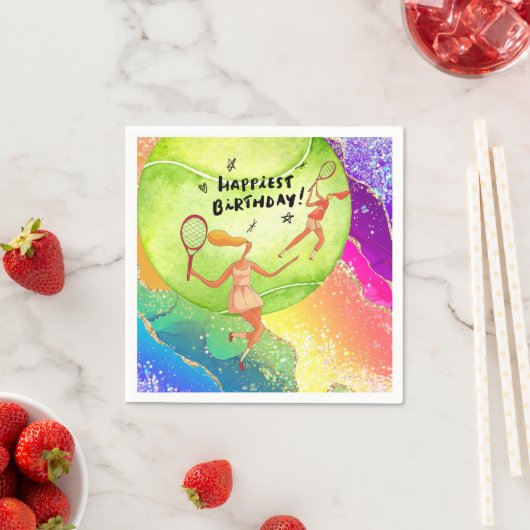 テニス誕生日テニスプレーヤー水彩用 スタンダードカクテルナプキン (インサイチュ)