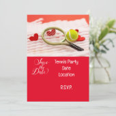 テニス誕生日テニスボールの愛は日付を保存 招待状 (スタンド正面)