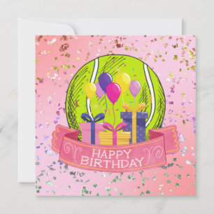 テニス誕生日ピンクテーマfor Girl カード