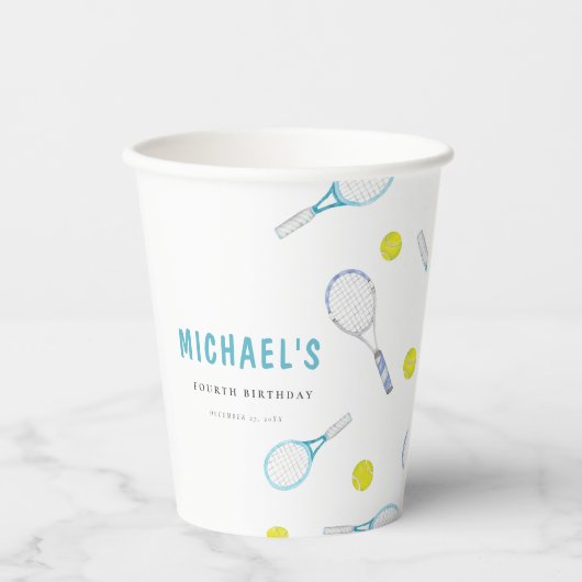テニス誕生日紙カップ 紙コップ (正面)