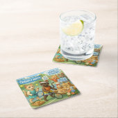 テニス資金集め猫好き スクエアペーパーコースター (インサイチュ)