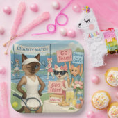 テニス資金集め猫好き ペーパープレート (パーティー)