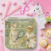 テニス資金集め猫好き ペーパープレート (パーティー)