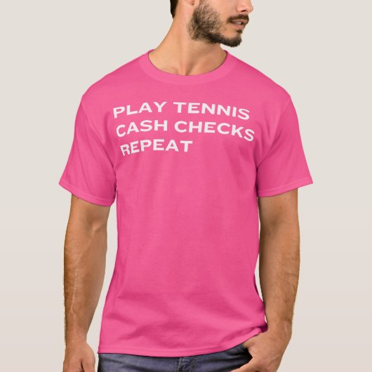 テニス遊のキャッシュチェック繰り返し Tシャツ (正面)