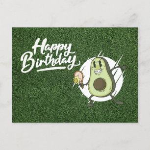 テニス遊アボカド誕生日カード ポストカード