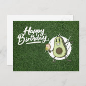 テニス遊アボカド誕生日カード ポストカード (正面/裏面)