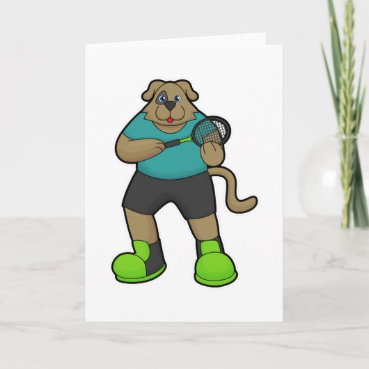 テニス選手としてテニスラケットを持つ犬 カード (正面)