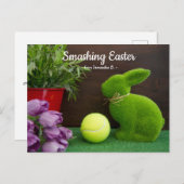 テニス選手にとってかわいいイースターバニー シーズンポストカード (正面/裏面)