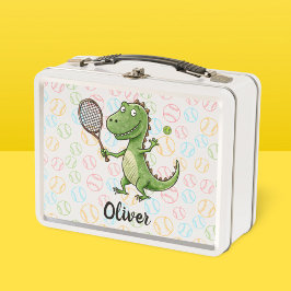 テニス選手のかわいい恐竜 メタルランチボックス
