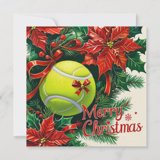 テニス選手のためのクリスマス テーマ シーズンカード (正面)