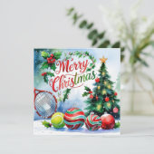 テニス選手のためのクリスマス テーマ シーズンカード (スタンド正面)