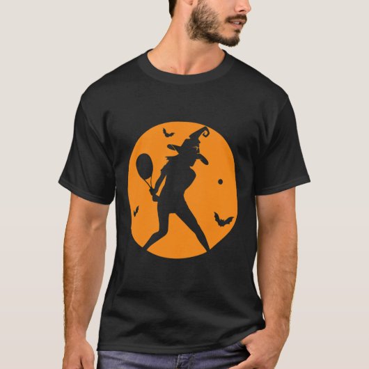 テニス選手のためのテニスのハロウィーンの魔女の衣装 Tシャツ (正面)