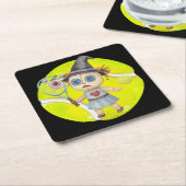 テニス選手のためのテニスのハロウィーンをテーマにした スクエアペーパーコースター (アングル)