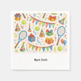 テニス選手のためのテニス誕生日パーティー スタンダードカクテルナプキン