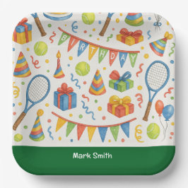 テニス選手のためのテニス誕生日パーティー ペーパープレート