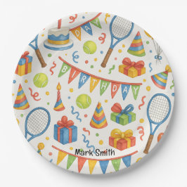 テニス選手のためのテニス誕生日パーティー ペーパープレート