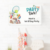 テニス選手のためのテニス誕生日パーティー 横断幕 (インサイチュ)