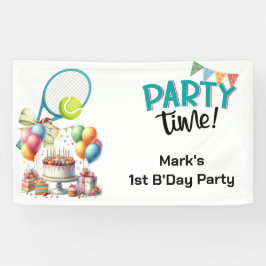 テニス選手のためのテニス誕生日パーティー 横断幕