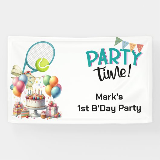 テニス選手のためのテニス誕生日パーティー 横断幕 (横)