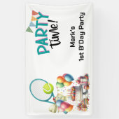 テニス選手のためのテニス誕生日パーティー 横断幕 (縦)