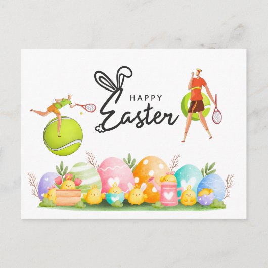 テニス選手のための復活祭 シーズンポストカード (正面)
