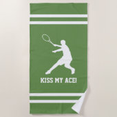 テニス選手のための私のエースのおもしろいなビーチタオルに接吻して下さい ビーチタオル (正面)
