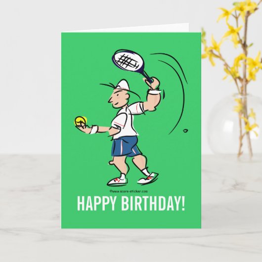 テニス選手のための誕生日の挨拶状 カード (黄色い花)