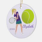 テニス選手のブロンドの記念品のオーナメント セラミックオーナメント (左)