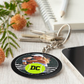 テニス選手の写真とイニシャルカスタムキーチェーン キーホルダー (側面)