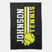 テニス選手の名前ボールゲームコートパーソナライズされた キッチンタオル (縦)