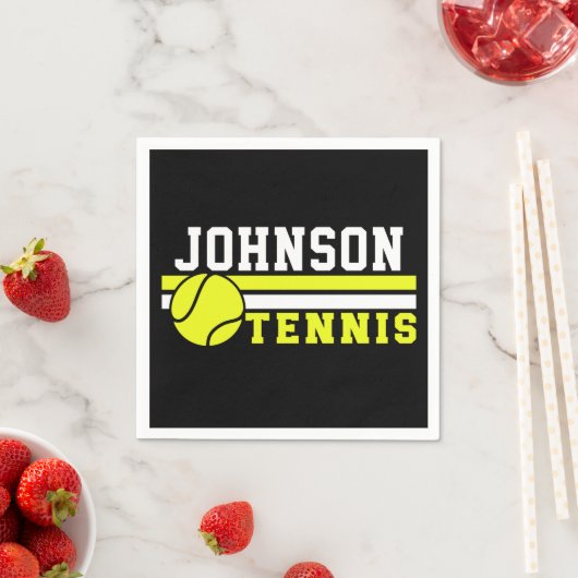 テニス選手の名前ボールゲームコートパーソナライズされた スタンダードカクテルナプキン (インサイチュ)